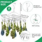 Herb Drying Rack for Drying Spices, Rustproof Dryer with 30 Hooks