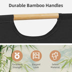 STORAGE MANIAC 2-Pack Collapsible Laundry Hamper with Bamboo Handles, Black
