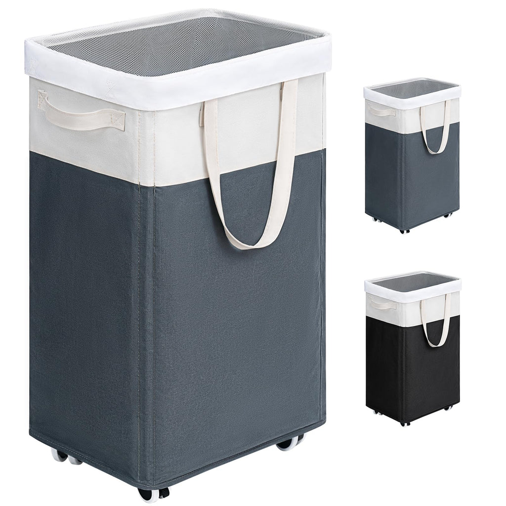Goodpick 75L Laundry Basket with Wheels & Removable Wash Bag for Dorm