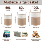 OIAHOMY 60L Nursery Hamper Laundry Basket Laundry Hamper Brown/White