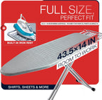 BKTD Full Size Ironing Board, Sturdy Frame, Heat Resistant Cover, Iron Rest