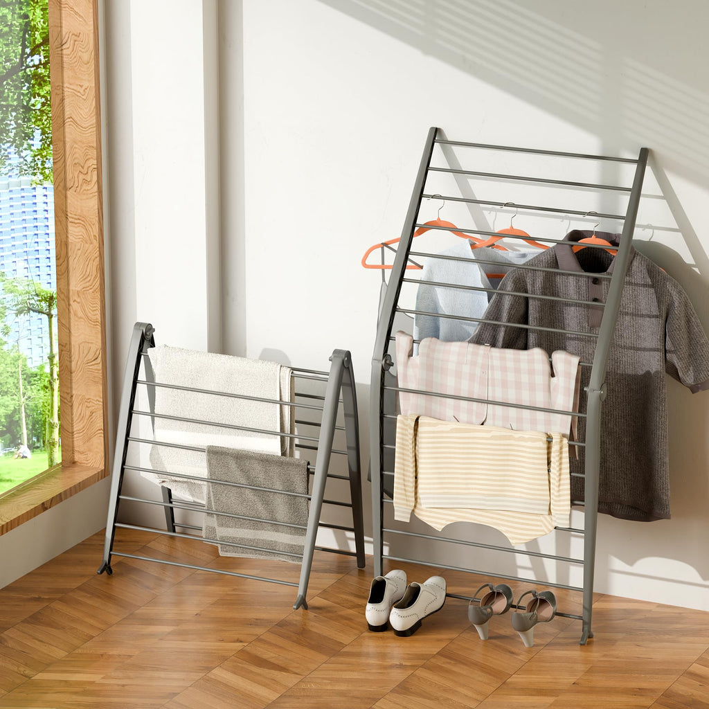 Whitmor Spacemaker Folding Drying Rack, Freestanding Indoor Clothes Dryer, Space Saving Compact Design, 6"L x 26"W x 51.5"H, White