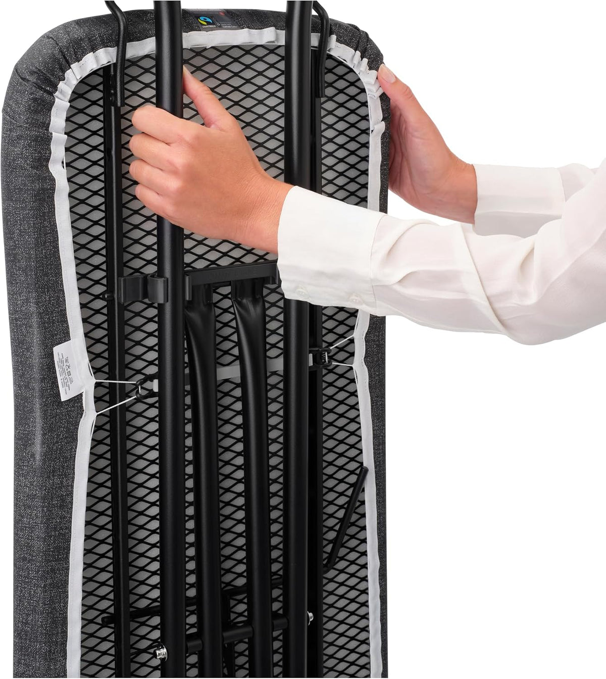 Brabantia Comfort Ironing Board with Solid Steam Iron Rest | Medium (Size B) | Fairtrade Denim Black Cover | Adjustable Height (27-38"), Easy Fold, Anti-Collapse Lock, Non-Slip Feet