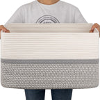 OIAHOMY Blanket Basket Laundry Basket Dog Toy Basket 75L Gradient Brown