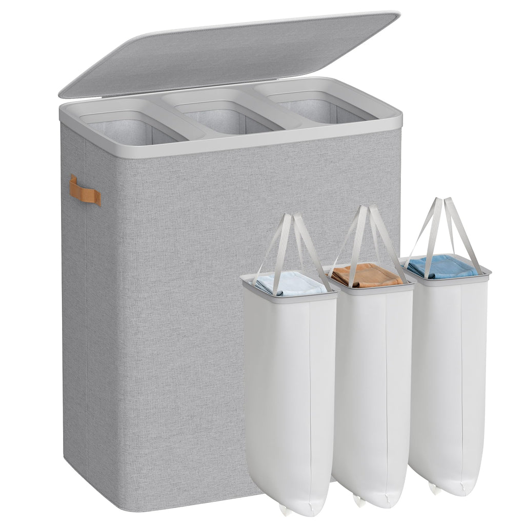 SONGMICS Laundry Basket, 170L Laundry Hamper with Lid, 2 Removable Bags