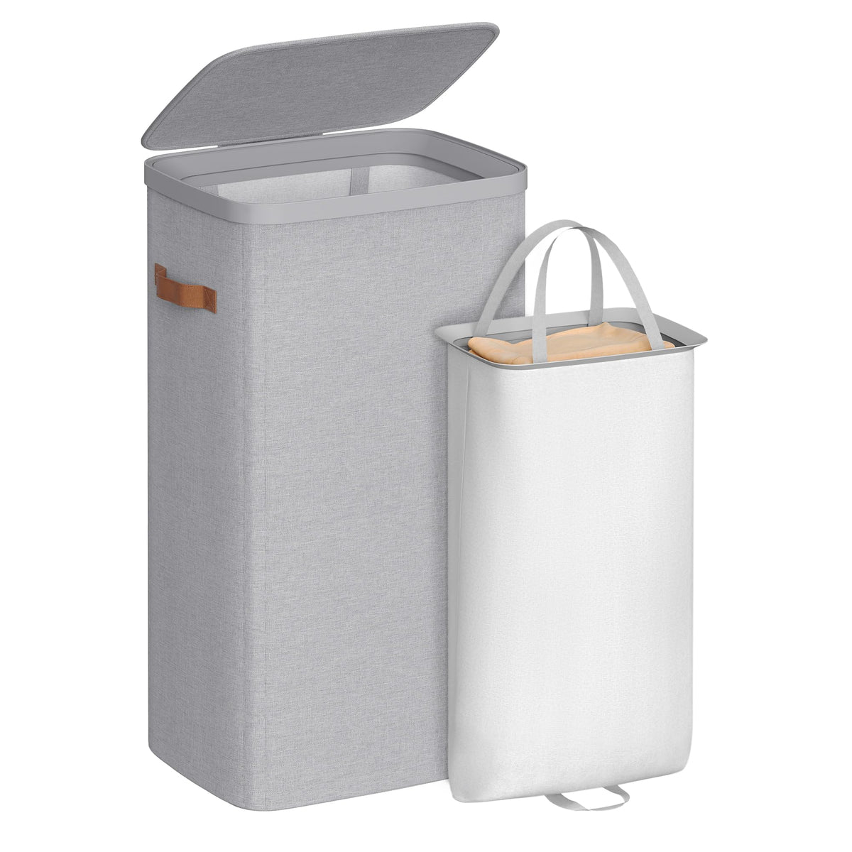 SONGMICS Laundry Basket, 170L Laundry Hamper with Lid, 2 Removable Bags