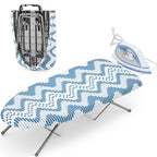KINGBOARD Small Ironing Board with Iron Rest, Extra Thick Cover 30x12 Blue