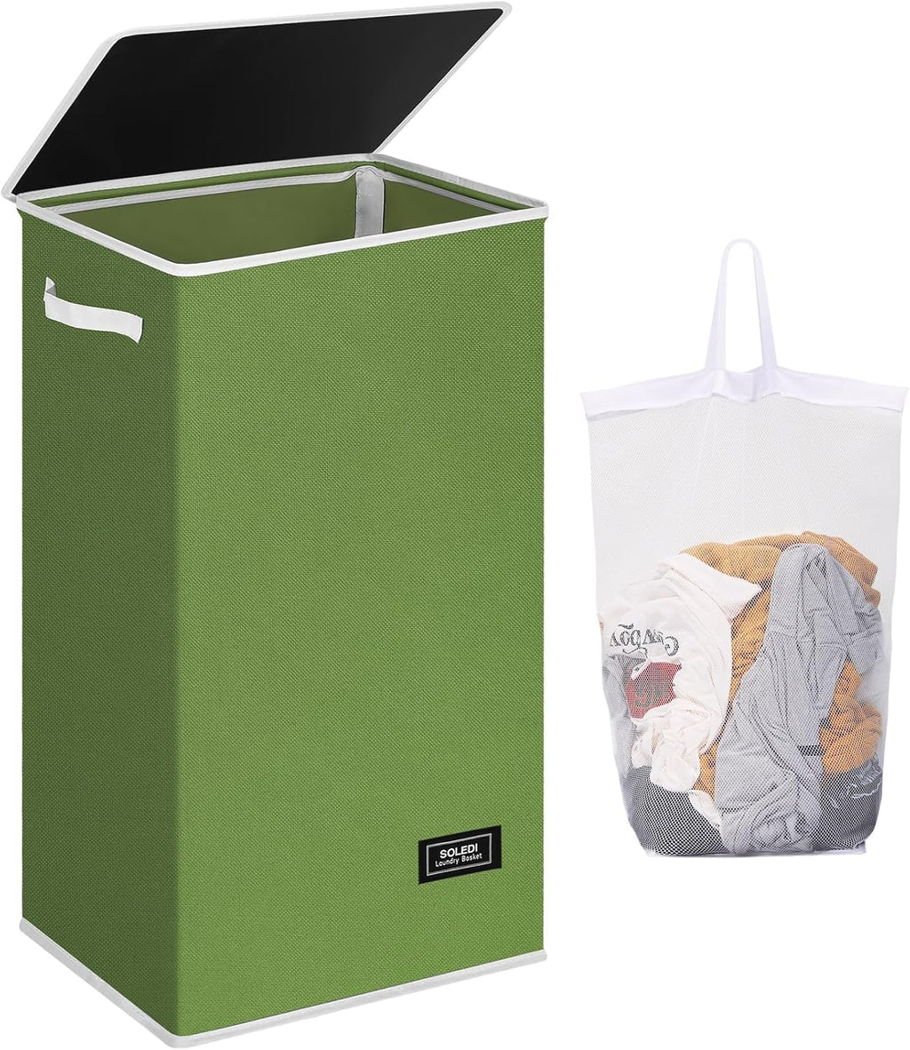 SOLEDI 100L Laundry Hamper with Lid, Large Collapsible Laundry Basket