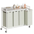 Herture Laundry Hamper with Shelf, Laundry Basket 4 Section, Laundry Sorter with Pull-Out Removable Large 4 Color Bags and Movable Wheels, Metal Frame, 4 x 15.87 Gallons (60L), Rustic Brown PF07XLN