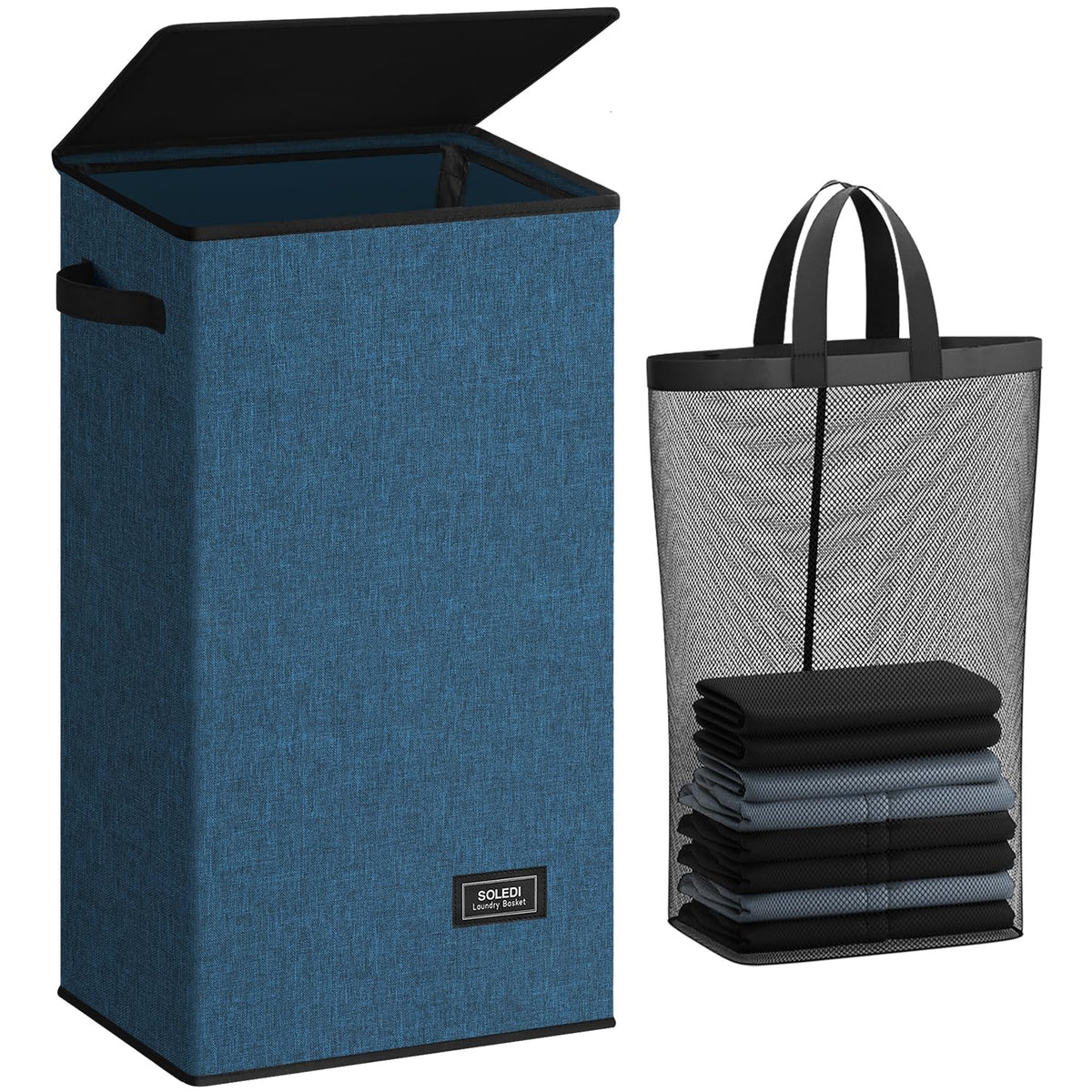 SOLEDI 100L Laundry Hamper with Lid, Large Collapsible Laundry Basket