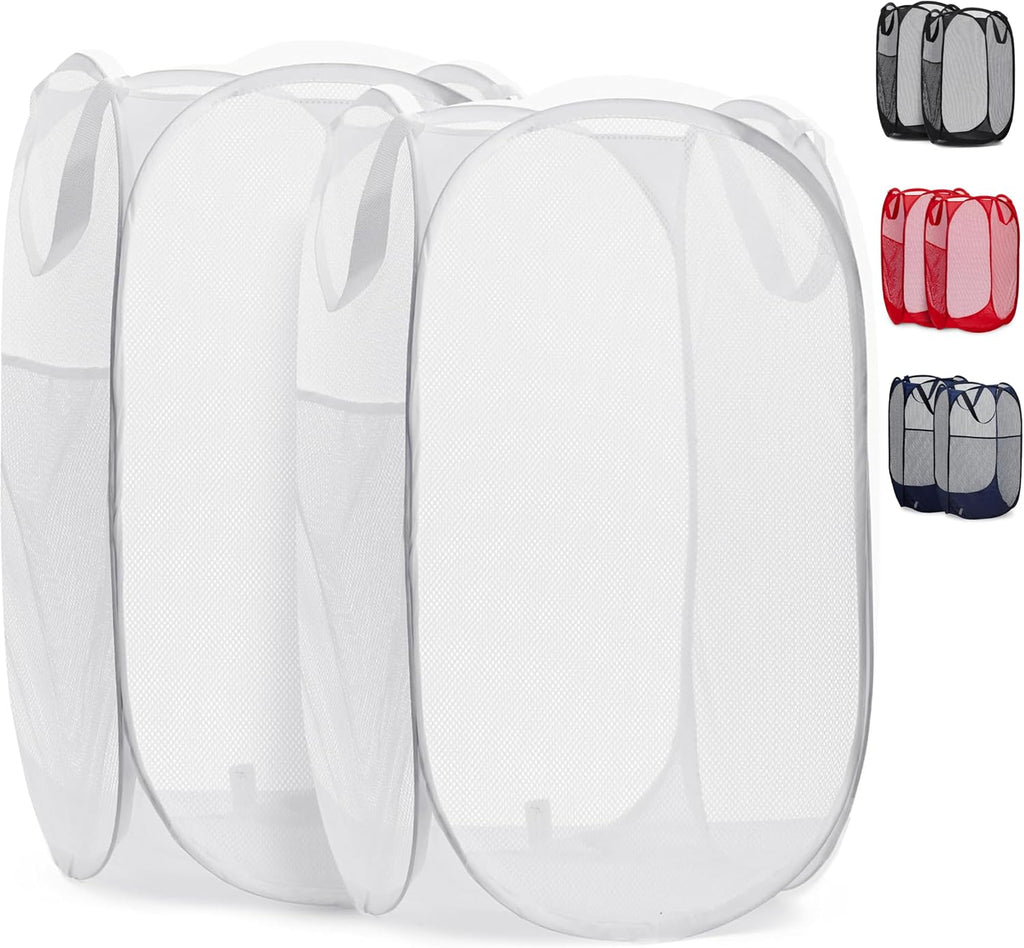 Handy Laundry Mesh Pop Up Laundry Hamper Foldable Basket 2-Pack