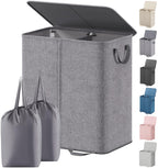 Lifewit Double Laundry Hamper with Lid, Removable Laundry Bags, Black