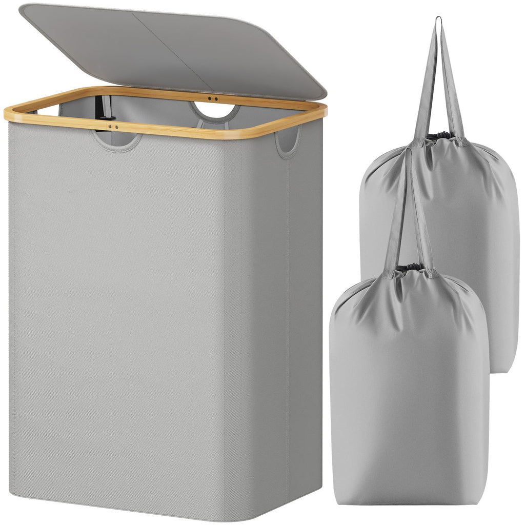 Lifewit 105L Large Laundry Basket with Lid, Removable Bags, Black