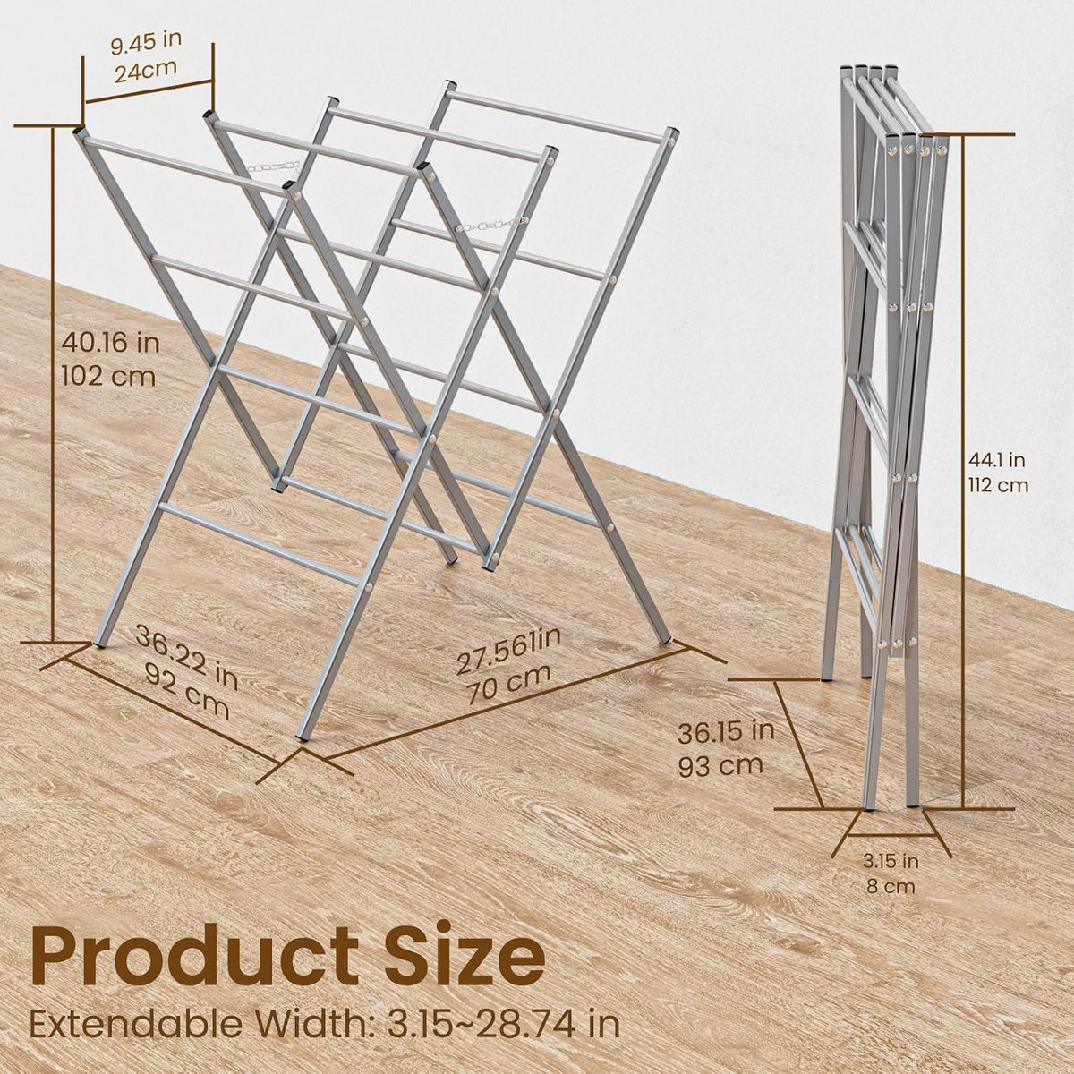 Whitmor Oversized Metal Drying Rack, Large Foldable Laundry Drying Rack