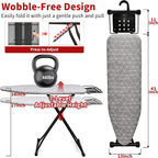 Ironing Board, 43"×13" with Iron Rest, 4 Layer & 7 Adjustable Height Sturdy