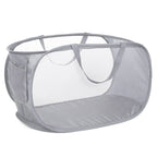 4 Pack Durable Collapsible Laundry Baskets, Mesh Foldable Laundry Basket, Pop Up Laundry Hamper with Pocket, Clothes Hamper with Reinforced Handles for Laundry, Bathroom, Kids Room, Dorm or Travel