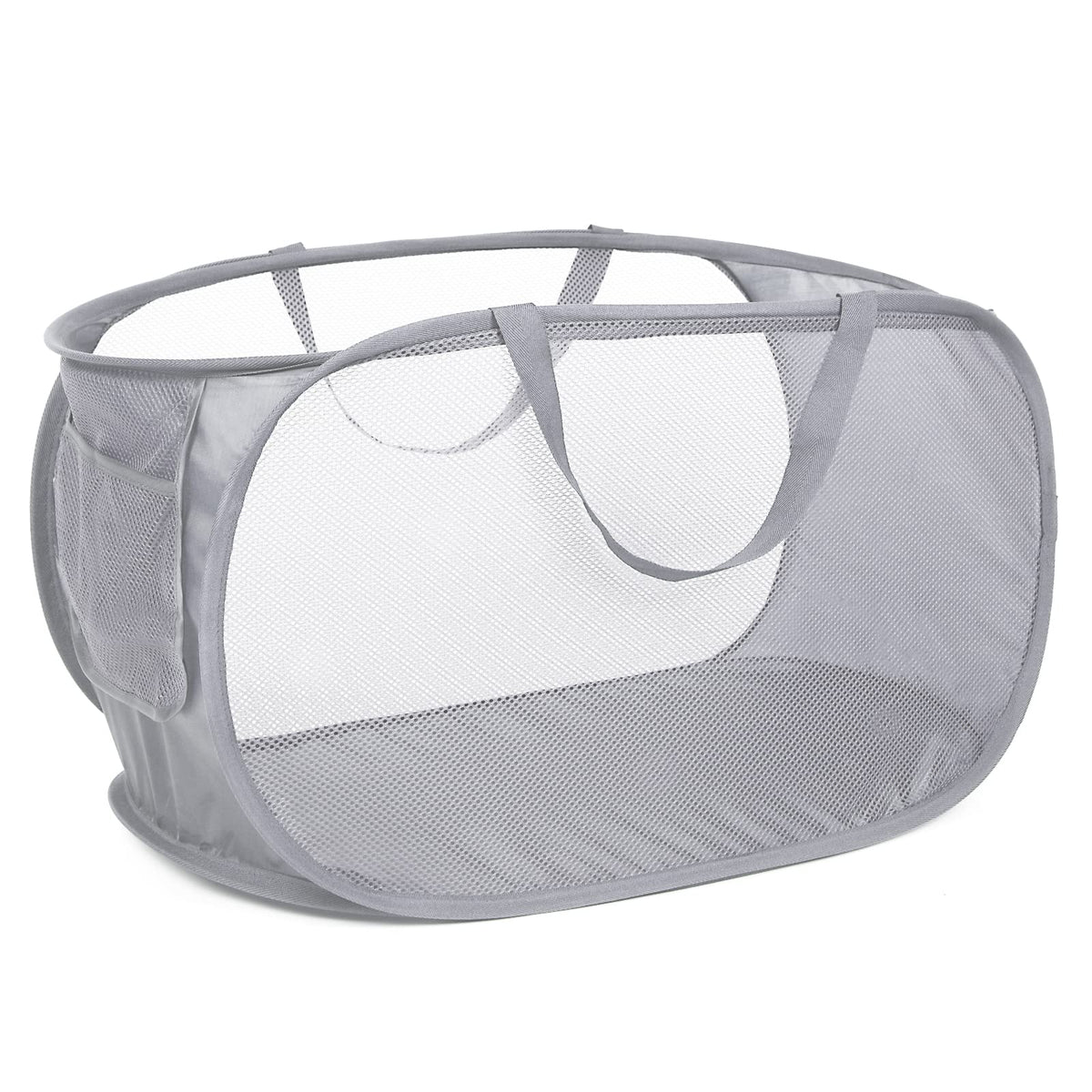 4 Pack Durable Collapsible Laundry Baskets, Mesh Foldable Laundry Basket, Pop Up Laundry Hamper with Pocket, Clothes Hamper with Reinforced Handles for Laundry, Bathroom, Kids Room, Dorm or Travel