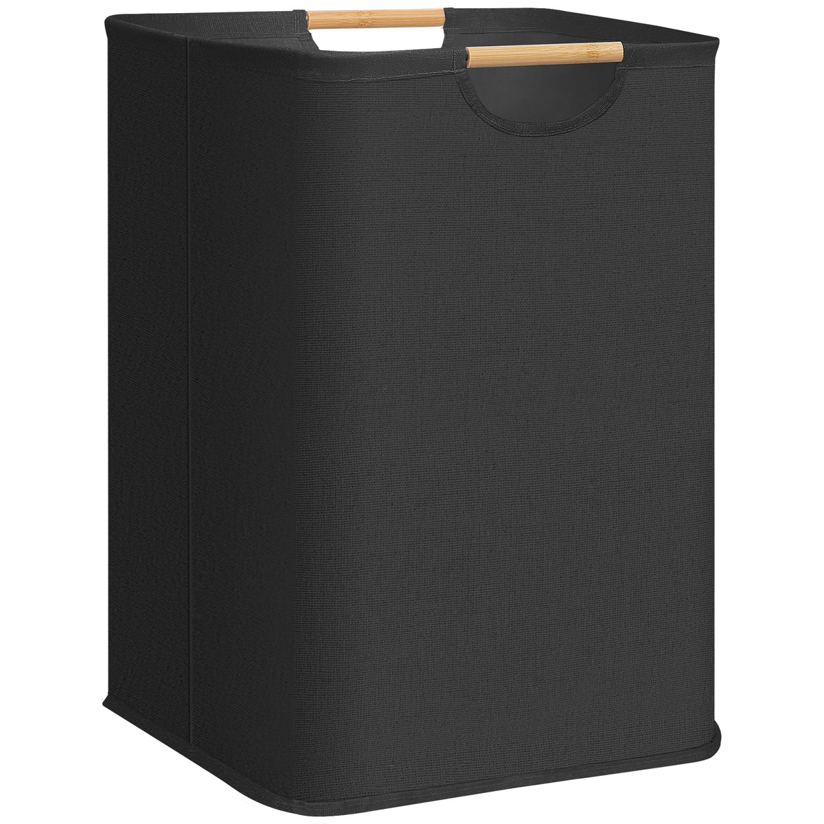 STORAGE MANIAC 2-Pack Collapsible Laundry Hamper with Bamboo Handles, Black