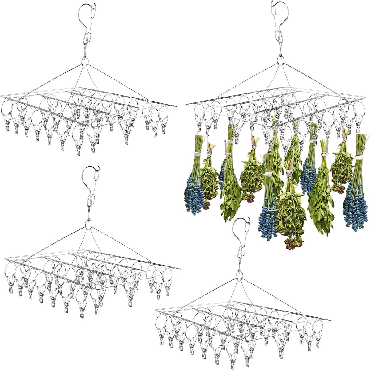 Herb Drying Rack for Drying Spices, Rustproof Dryer with 30 Hooks