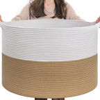 INDRESSME XXXLarge Woven Rope Blanket Basket Living Room Brown, 90L