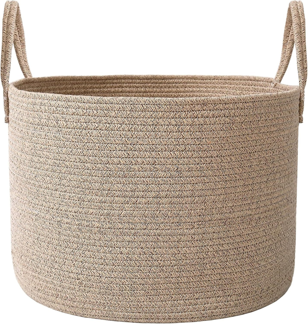 JMvicyroam 65L Extra Large Machine Washable Cotton Rope Blanket Basket