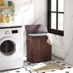 SONGMICS Bamboo Laundry Hamper with Lid, 100L, with Handles