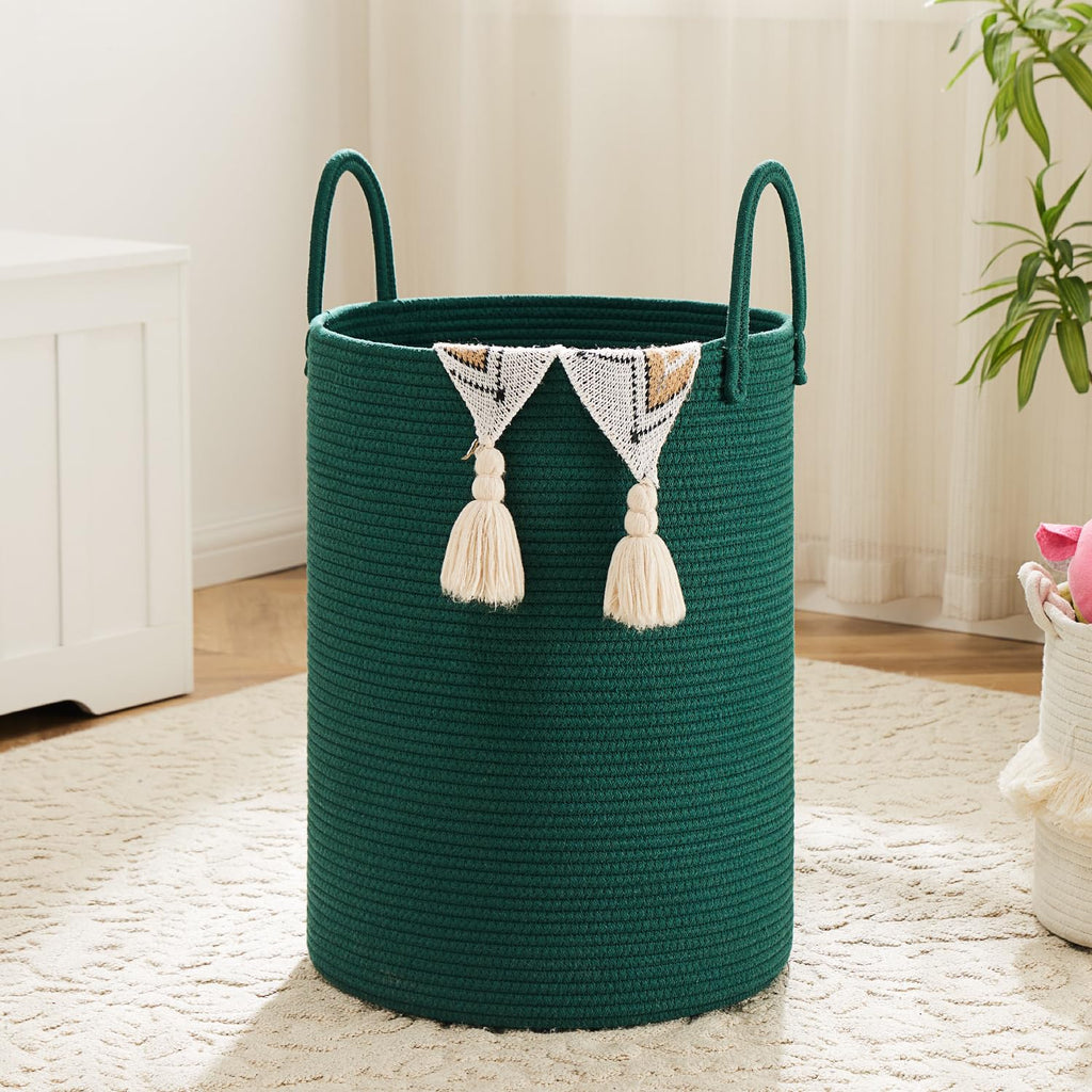 Artfeel Laundry Basket,Woven Cotton Rope Laundry Hamper,60L for Decor Storage of Dirty Clothes,Toys and Blankets in Bathroom,Baby Room and Living Room