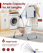 Sakugi Clothes Drying Rack, 55.5" Adjustable Wings, Foldable Design