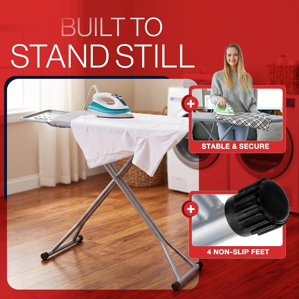 BKTD Full Size Ironing Board, Sturdy Frame, Heat Resistant Cover, Iron Rest
