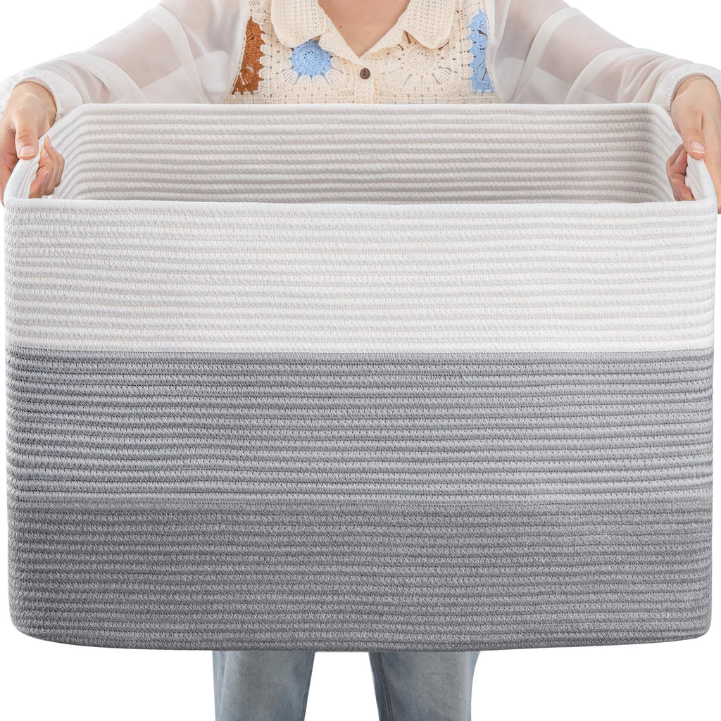 OIAHOMY Blanket Basket Laundry Basket Dog Toy Basket 75L Gradient Brown