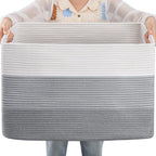 OIAHOMY Blanket Basket Laundry Basket Dog Toy Basket 75L Gradient Brown