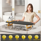 KINGBOARD Small Ironing Board with Iron Mat, Tabletop Iron Board, Black