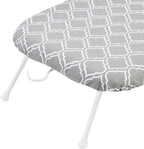 Amazon Basics Foldable Compact Tabletop Ironing Board with Folding Legs, Heat Resistant Portable, Lightweight, Non-Slip, Easy Storage, Trellis Removable Cover, 23.6"L x 7.1"W x 14.3"H, Chevron