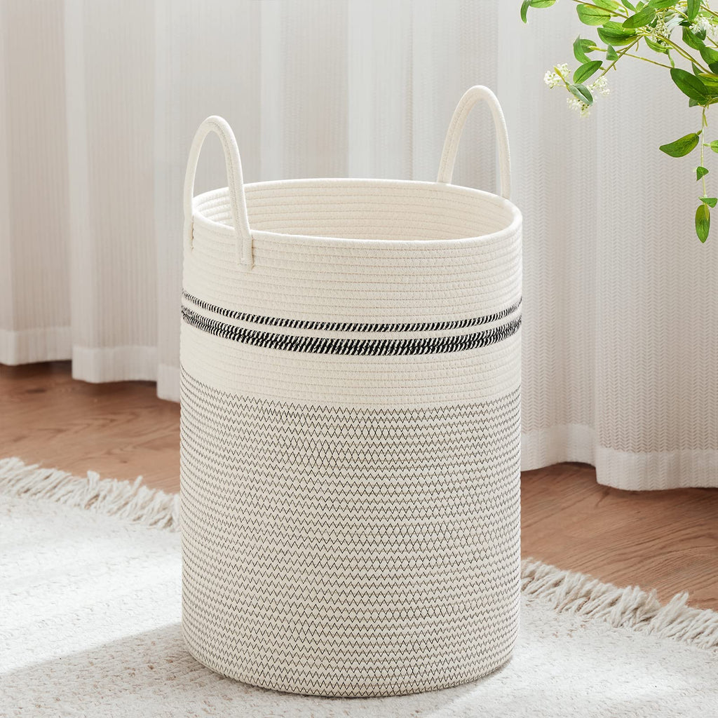 VIPOSCO 72L Tall Woven Laundry Basket Hamper, White