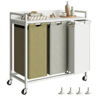 Herture Laundry Hamper with Shelf, Laundry Basket 4 Section, Laundry Sorter with Pull-Out Removable Large 4 Color Bags and Movable Wheels, Metal Frame, 4 x 15.87 Gallons (60L), Rustic Brown PF07XLN