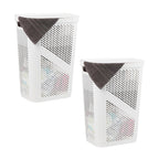 Mind Reader Slim Laundry Hamper with Lid, 60L Clothes Basket, Ventilated Plastic, Black