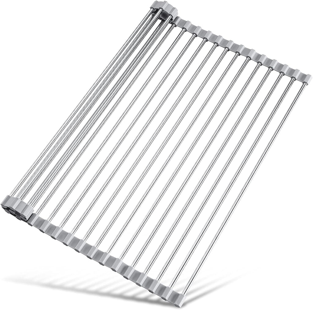 Tomorotec Roll Up Dish Drying Rack Over Sink, 304 Steel, 17.7x15.5, Grey