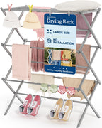 APEXCHASER Oversize 3-Tier Clothes Drying Rack, No Install, White