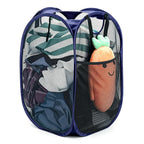 Upgraded Polyester Pop-up Laundry Hamper 2 Pack, 70L(18.5 Gal) Laundry Basket with Durable Handles Solid Bottom High Carbon Steel Frame and Side Pocket, Easy to Open Fold Flat for Storage