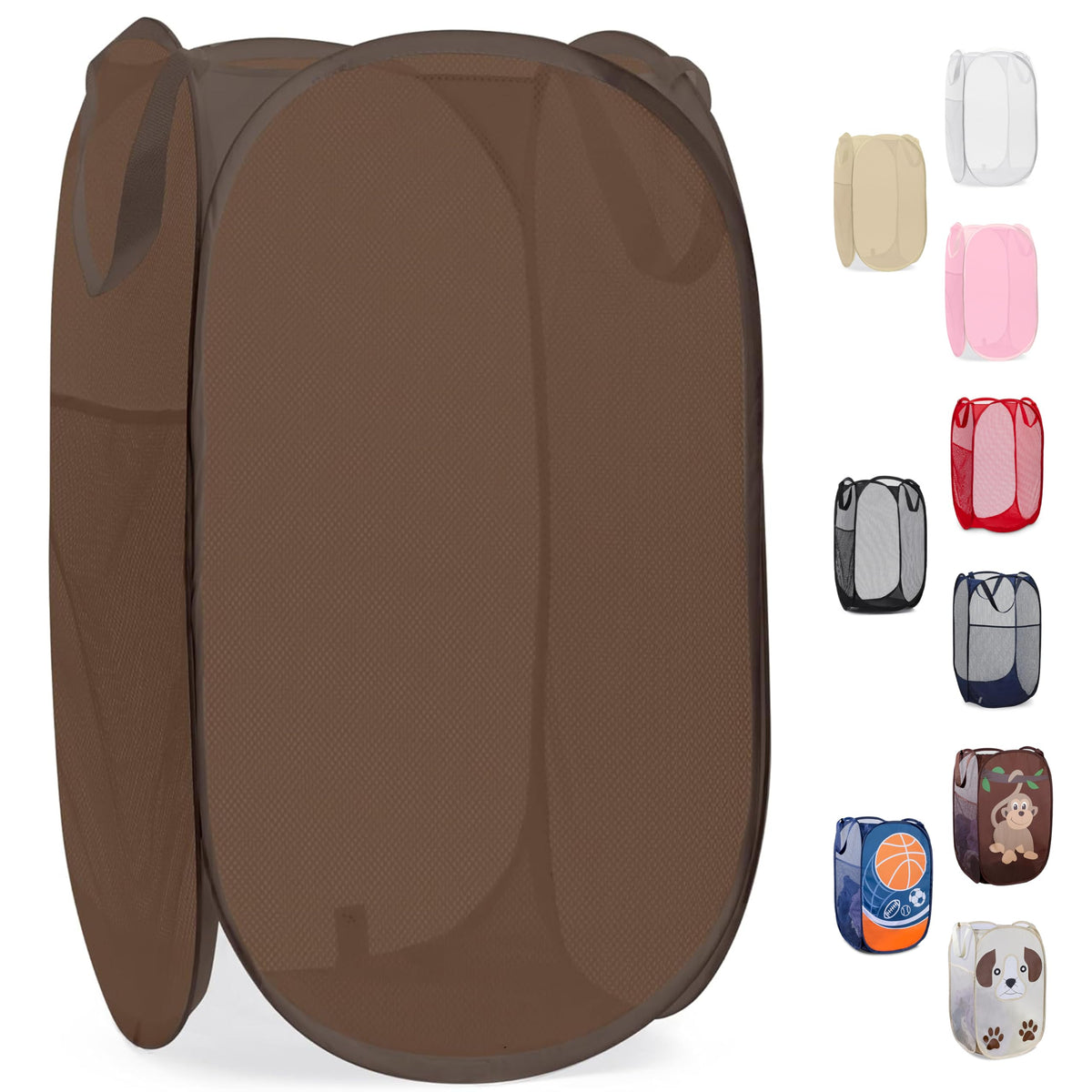 Handy Laundry Mesh Pop-Up Hamper Collapsible with Side Pocket 2-Pack