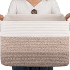 OIAHOMY Blanket Basket Laundry Basket Dog Toy Basket 75L Gradient Brown