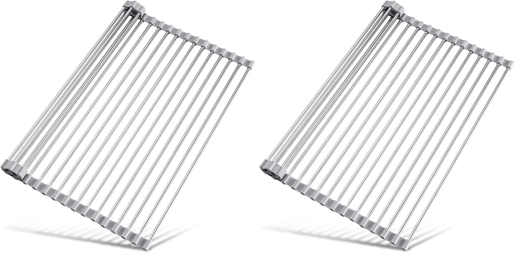 Tomorotec Roll Up Dish Drying Rack Over Sink, 304 Steel, 17.7x15.5, Grey