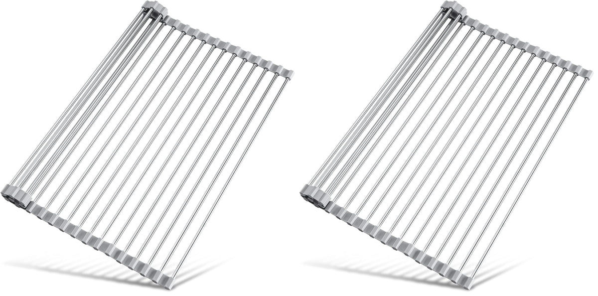 Tomorotec Roll Up Dish Drying Rack Over Sink, 304 Steel, 17.7x15.5, Grey