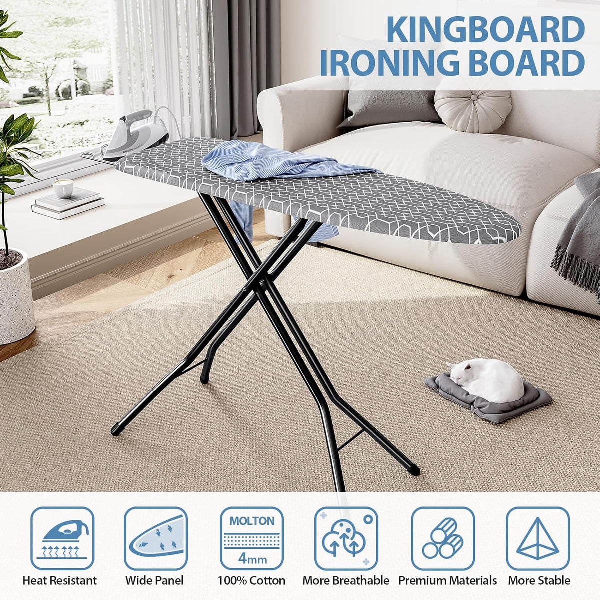 KINGBOARD Ironing Board Full Size, Iron Board and Ironing Board Set 43x13