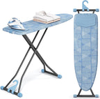 KINGBOARD Ironing Board with Silicon Iron Mat, Heavy Duty Leg 13x43 Blue
