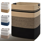Laundry Hamper, 85L Tall Laundry Basket with Leather Handles, Rectangle Large Clothes Hamper for Organizing, Cotton Woven Laundry Baskets Storage Hampers for Bedroom, Nursery, Living Room