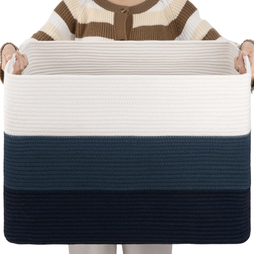 OIAHOMY Blanket Basket Laundry Basket Dog Toy Basket 75L Gradient Brown