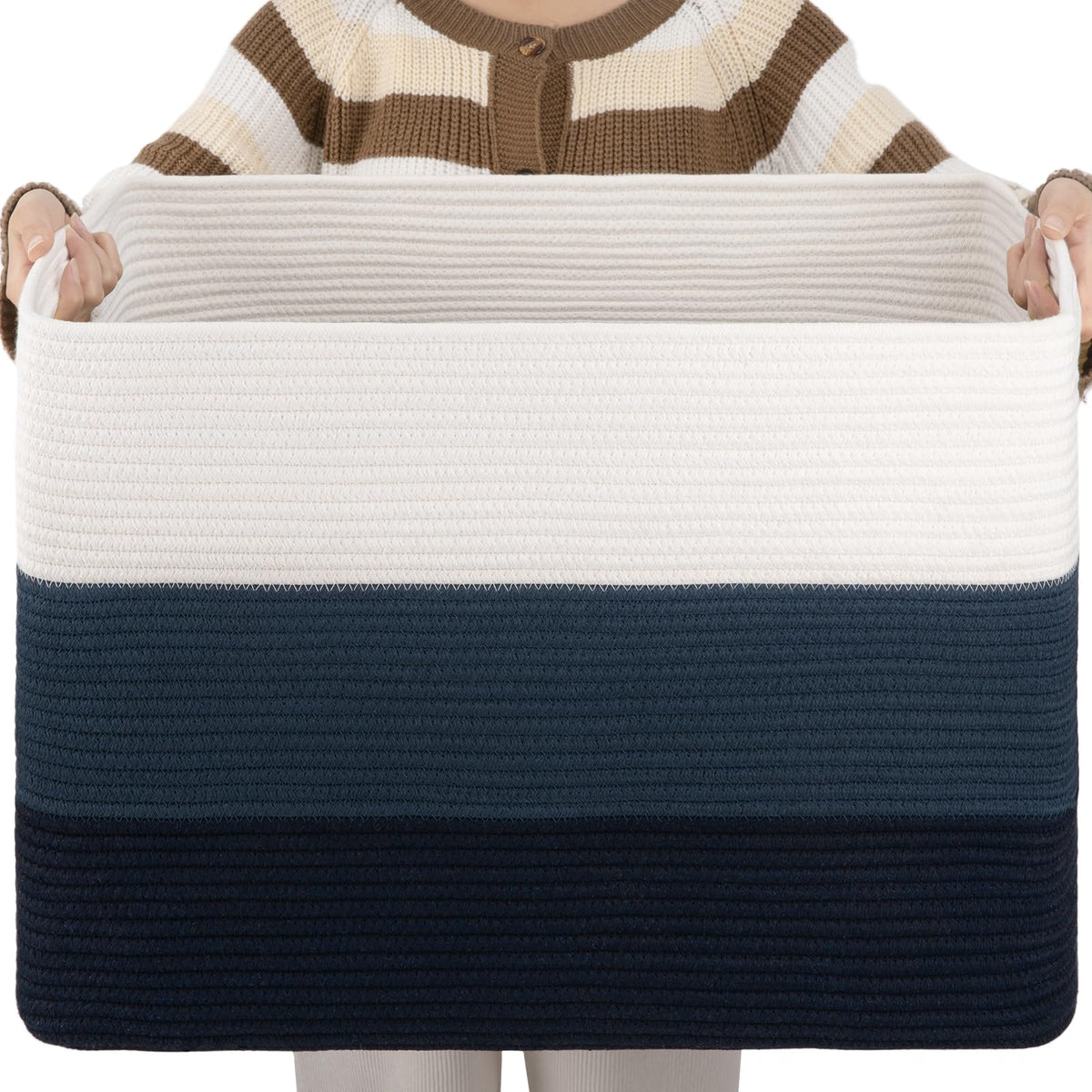 OIAHOMY Blanket Basket Laundry Basket Dog Toy Basket 75L Gradient Brown