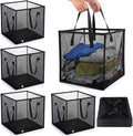 SOUJOY 4Pcs Pop Up Laundry Baskets, 13 Inch Collapsible Mesh Popup Clothes Hampers, Portable and Foldable Washing Bin with Handles for Home, Dorm, Travel and Storage, Black
