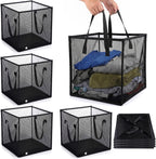 SOUJOY 4Pcs Pop Up Laundry Baskets, 13 Inch Collapsible Mesh Popup Clothes Hampers, Portable and Foldable Washing Bin with Handles for Home, Dorm, Travel and Storage, Black